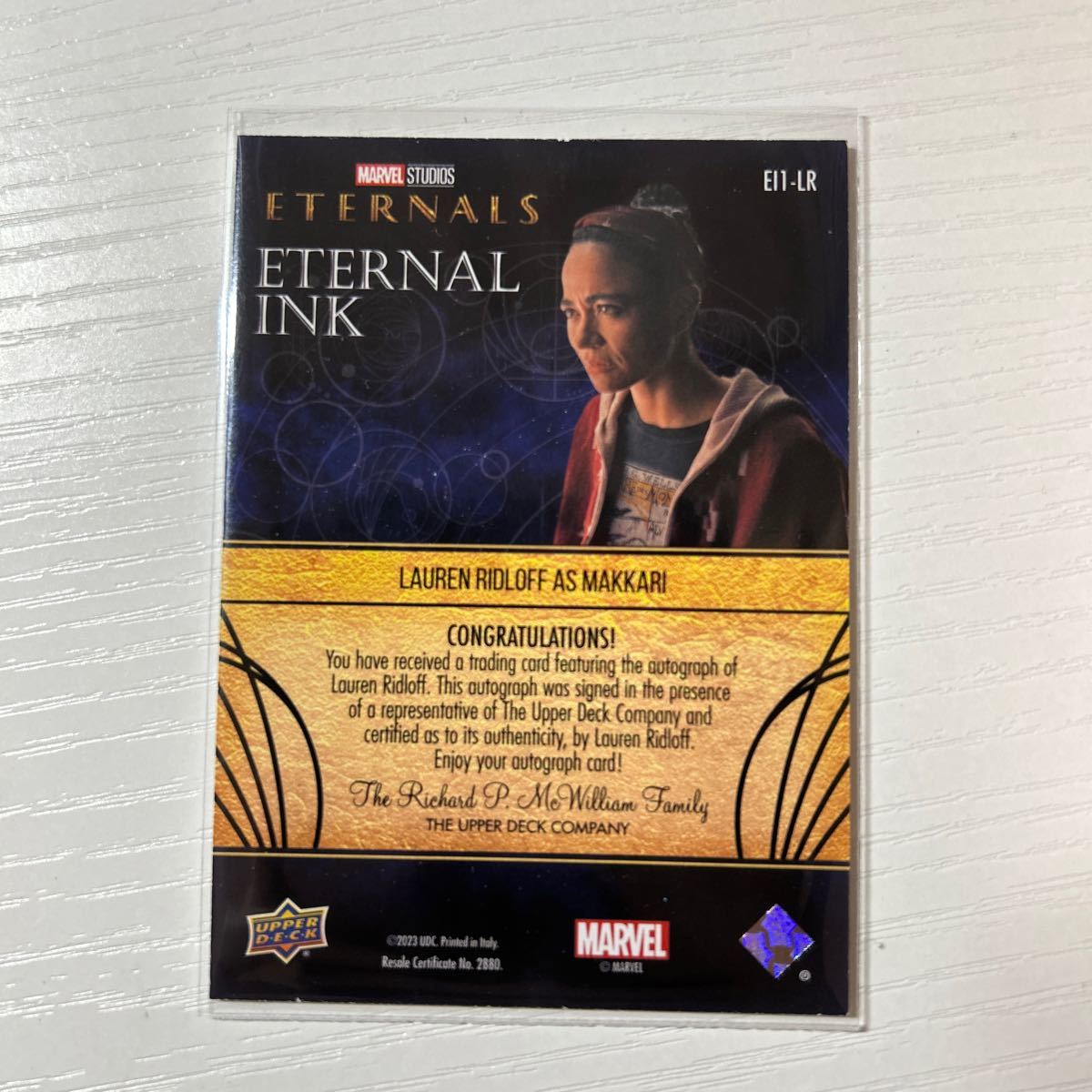 2023 Upper Deck Eternals Lauren Ridloff autoカード　Makkari Eternal Ink_画像2