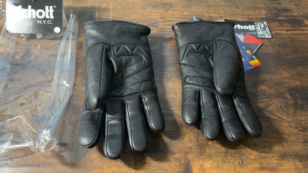 タイムセール! 使用少 良品 Schott 3149026 ONE STAR WINTERGLOVE ショット ワンスターウインターグローブ 手袋 薄手 Lサイズ ブラック_画像2