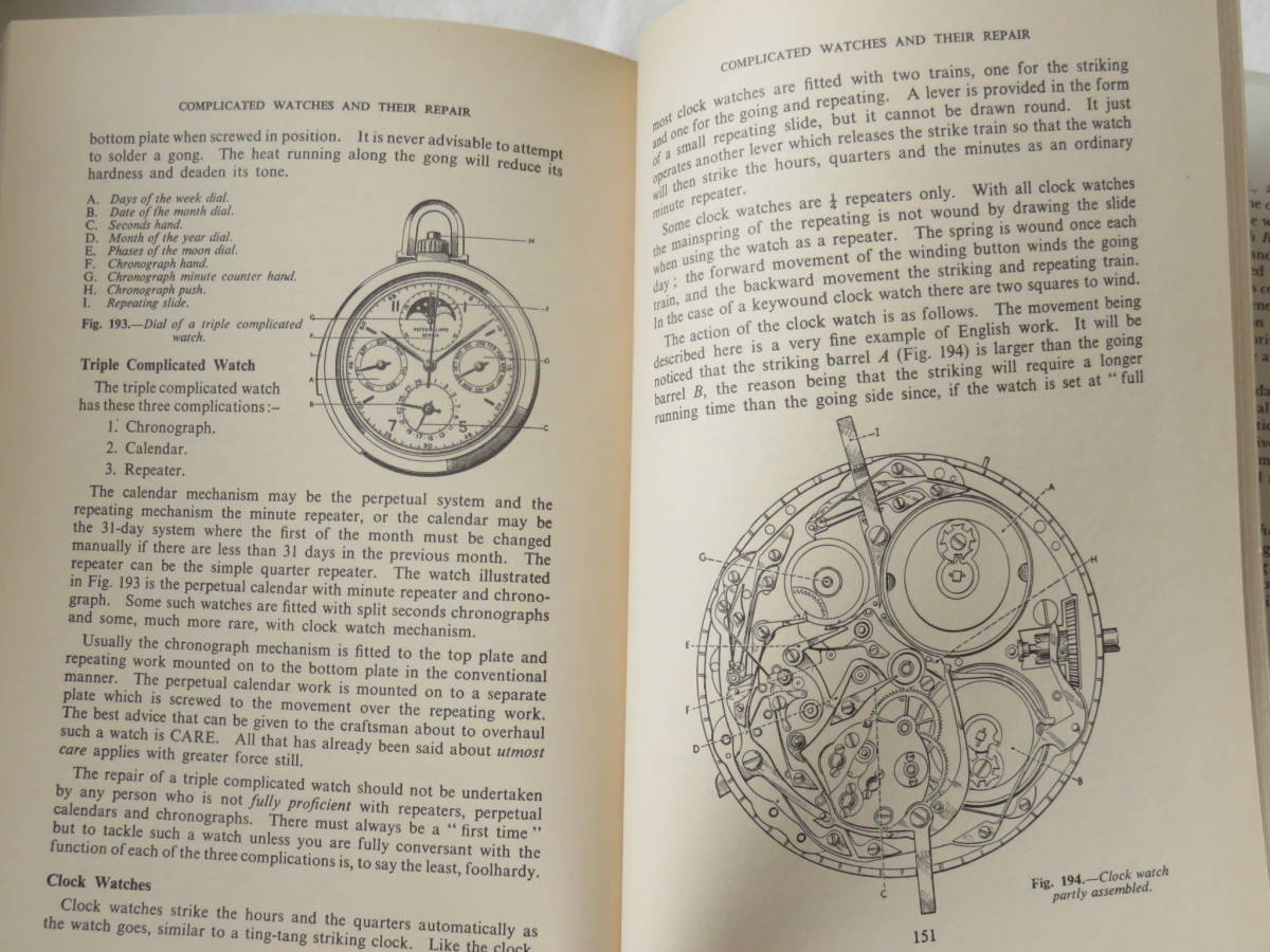 * rare! COMPLICATED WATCHES AND THEIR REPAIR, Rolex Omega IWCre mania Longines etc. clock repair manual *