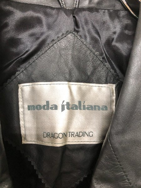 Moda Italiana モーダイタリアーナ 肩パッド入り 本革 レザージャケット アウター 黒 ブラック L_画像2