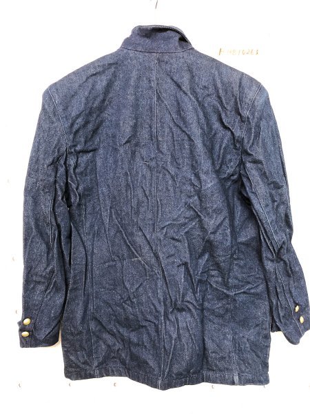 レディース 日本製 ワッペン 肩パッド付き デニム ブレザー ジャケット 紺 ネイビー M_画像4