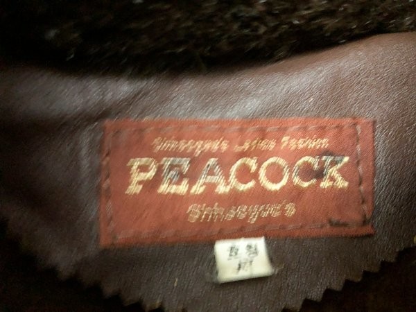 PEACOCK メンズ 合皮レザー ジップジャケット 裏ボア 茶色_画像2