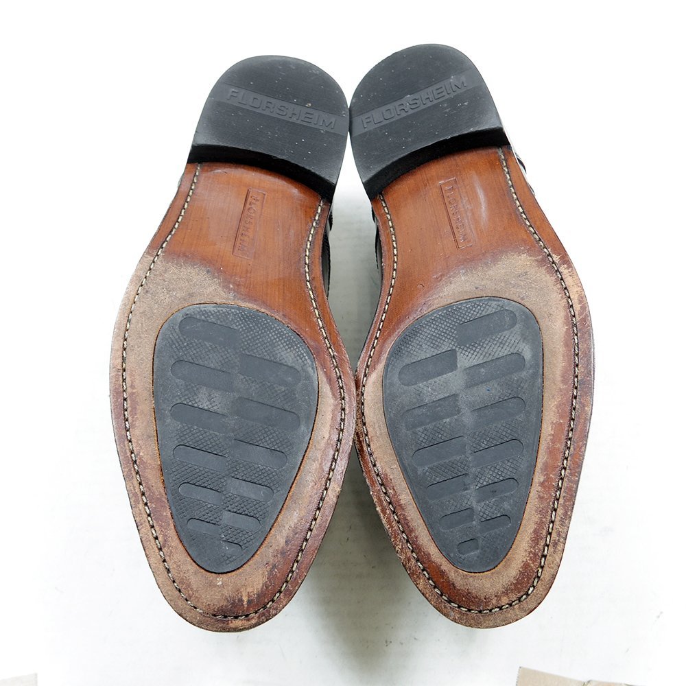 9D表記　Florsheim フローシャイム　ストレートチップ　キャップトゥ　革靴　レザー　ドレスシューズ　バーガンディ　24.1.15/U9906_画像7