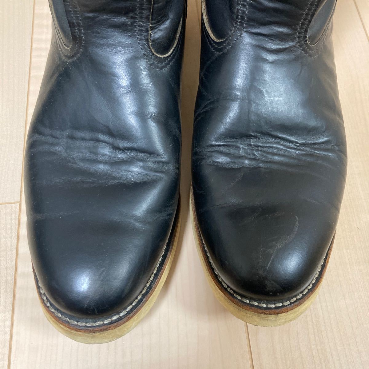 RED WING PECOS BOOT USA 8169 9 1/2 E 90s vintageレッドウィング ペコスブーツ ブラック 縦刺繍羽タグ 茶芯 箱付き美品_画像2