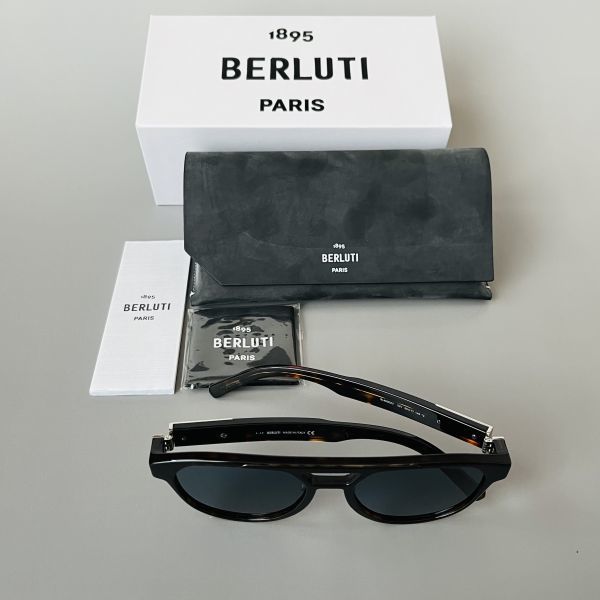 サングラス ベルルッティ■BERLUTI■ティアドロップ メンズ【新品】ツーブリッジ ブラウン イタリア製 アセテート メタル セル フルリム_画像2