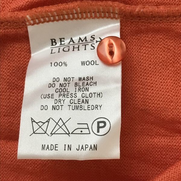  сделано в Японии * Beams laitsu/BEAMS LIGHTS*100% шерсть / тонкий кардиган [ женский XS/ orange серия /orange] круглый вырез /Tops/cardigan*BH376