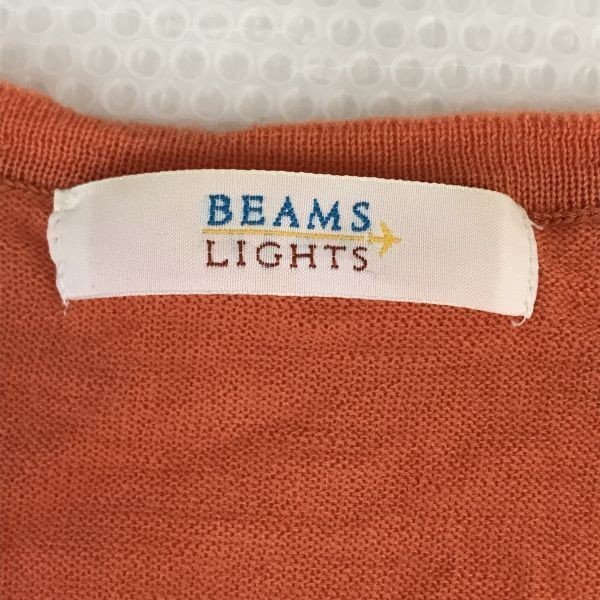  сделано в Японии * Beams laitsu/BEAMS LIGHTS*100% шерсть / тонкий кардиган [ женский XS/ orange серия /orange] круглый вырез /Tops/cardigan*BH376