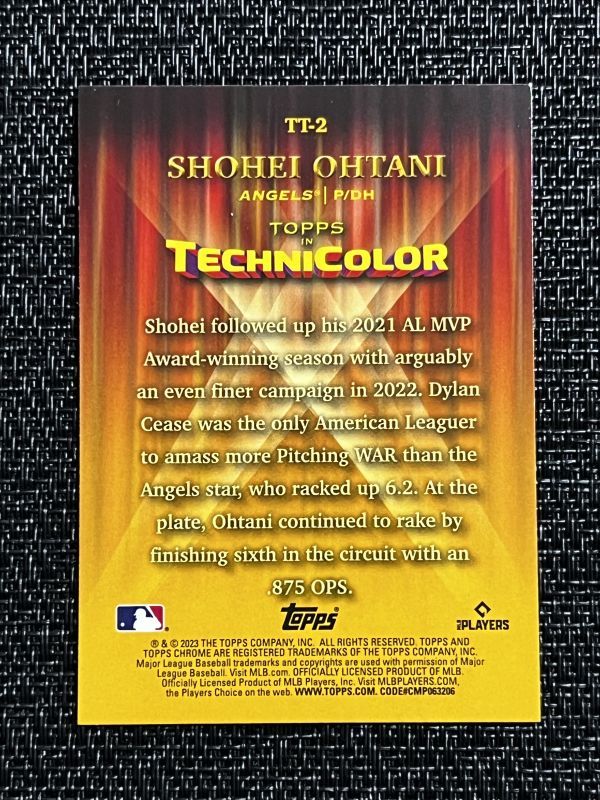 大谷翔平 2023 Topps Chrome Topps in Technicolor Refractor #TT-2 Shohei Ohtani MLB_画像2
