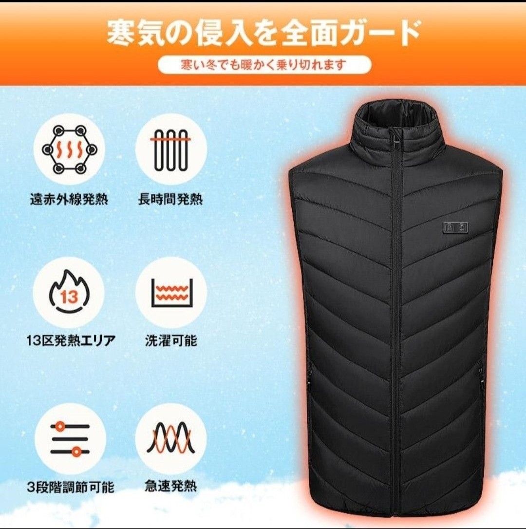 バッテリー付き電熱ベスト　３Ｌサイズ　新品未使用　男女兼用　着る毛布　着るこたつ　電気毛布　防災　防寒着　