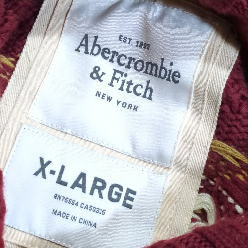 F9394AL Abercrombie&Fitch アバクロンビー&フィッチ サイズXL ニットカーディガン ノルディック柄 メンズ ボルドー 北欧柄 古着_画像4