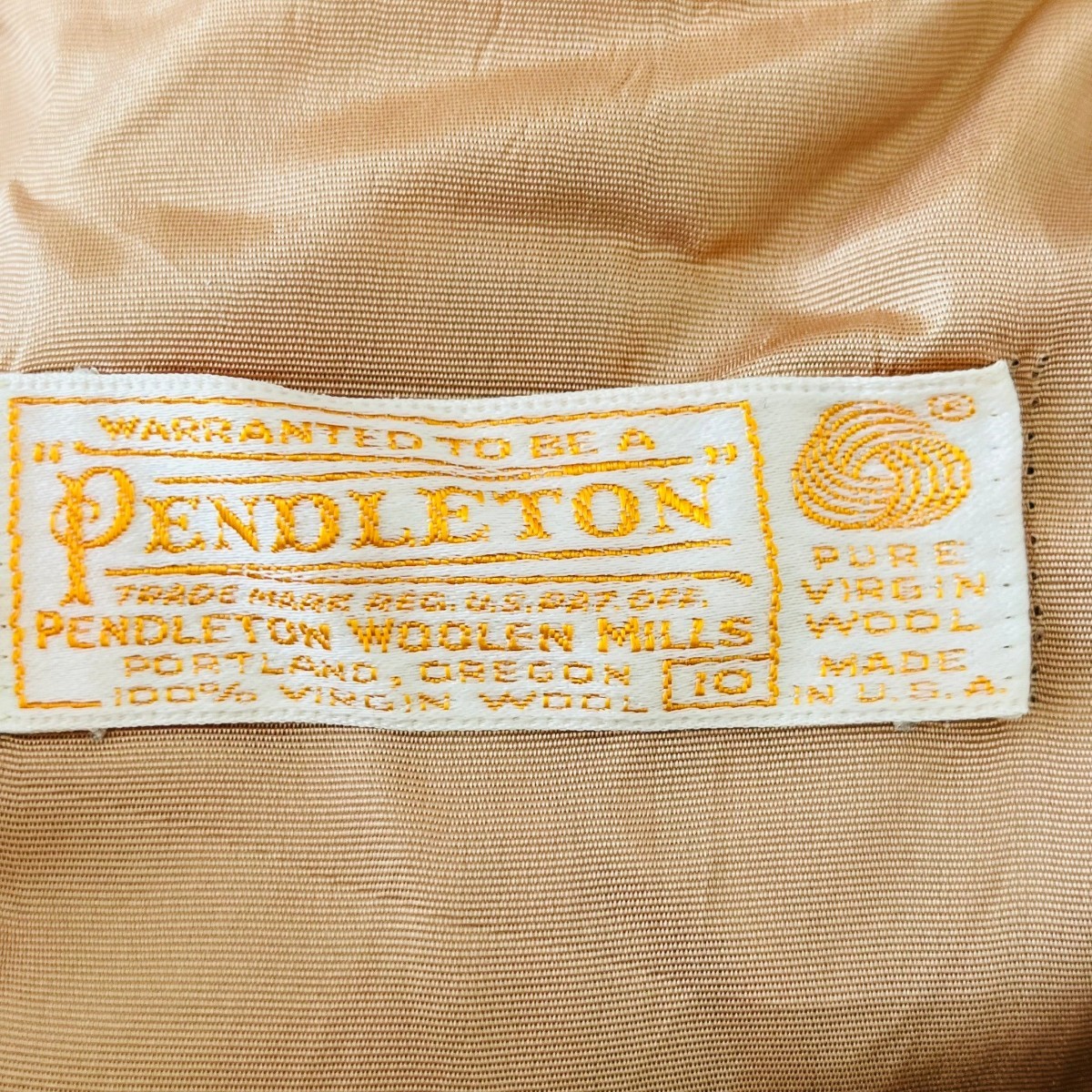 F9237cE アメリカ製 PENDLETON ペンドルトン チェックスカート ベージュ×グレー レディース サイズ10 (M位) 台形スカート ウールスカート_画像8