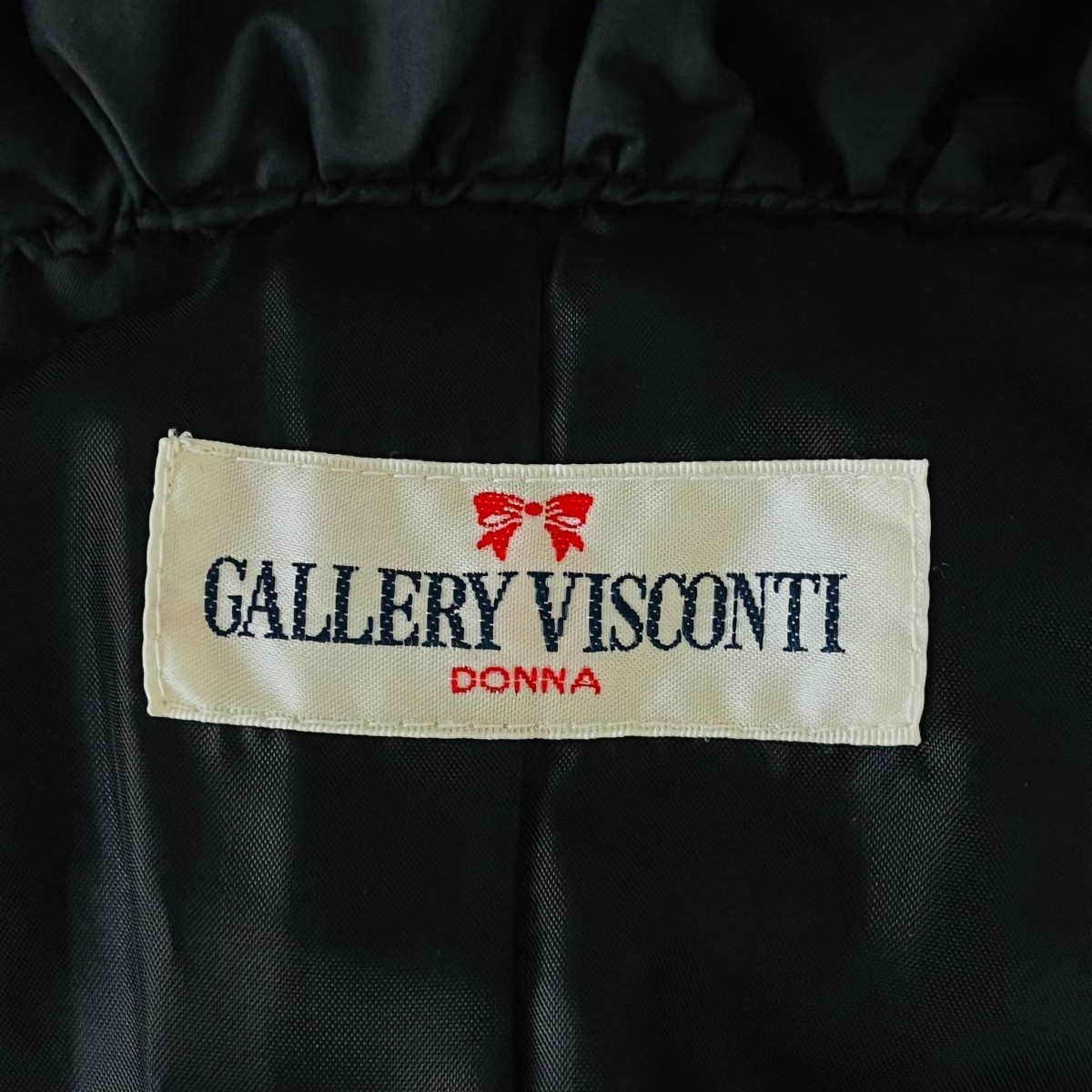 F9283cL GALLERY VISCONTI guarantee Lee Visconti size 2 (S~M rank ) down jacket down jumper black black lady's ribbon 