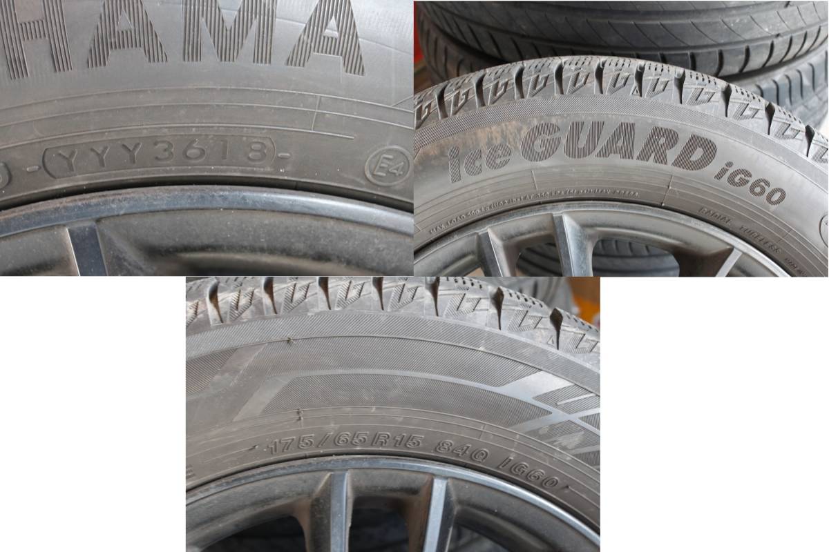 BMW ミニ MINI F55 F56 F57 15インチスタッドレスタイヤ社外ホイール付き 175/65R15 ヨコハマiceGUARD　中古品４本_画像2