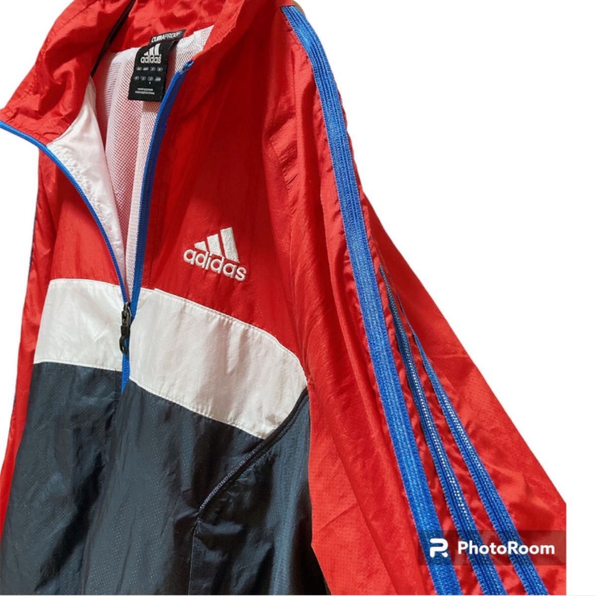 クーポンで200円引き！スポーツ 部活に！！【adidas】アディダス ウインドブレーカー ナイロンジャケット 裏地メッシュ 古着