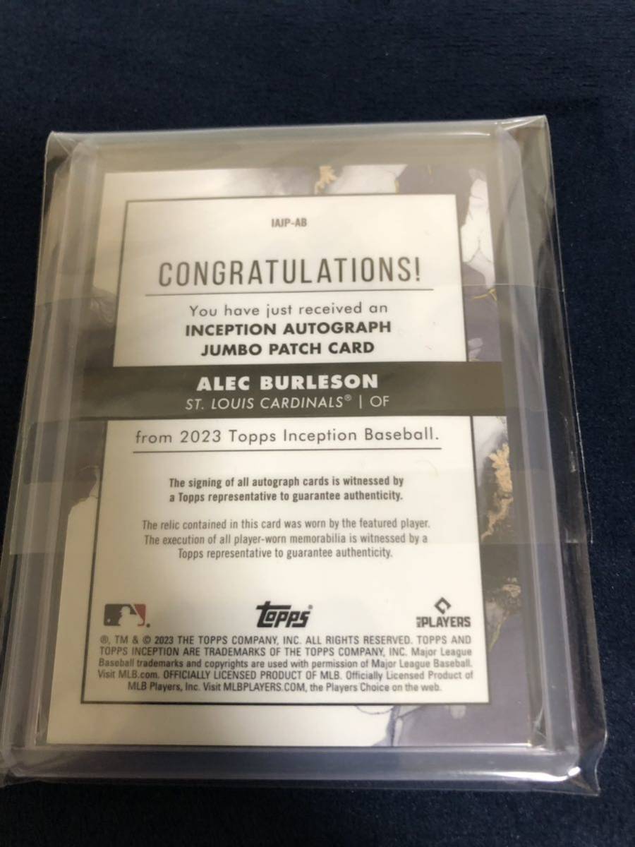 最新 50枚限定！2023 TOPPS INCEPTION ALEC BURLESON 直筆サインジャンボパッチカード ルーキーサイン カージナルス MLB メジャーリーグ_画像3