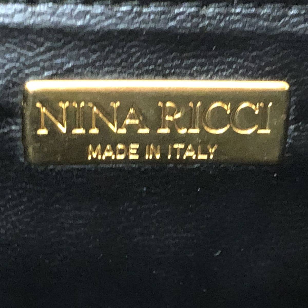 ◎ニナリッチ　イタリア製　ショルダーバッグ　斜め掛け　黒　レザー×PVC(ロゴ入り) NINA RICCI 大きさ有り_画像9