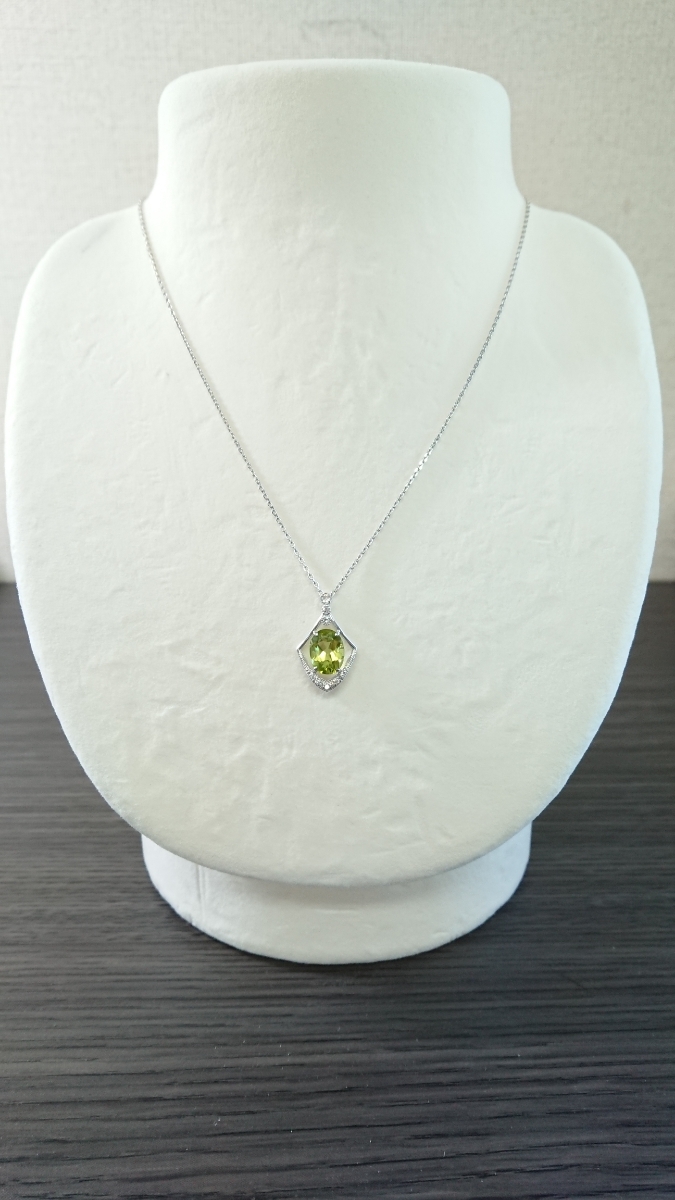 ◆限定1点◆新品 K18WG ペリドット&ダイヤ ネックレス 1.93ct_画像2