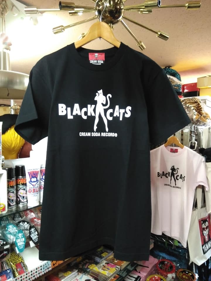 SサイズクリームソーダＴシャツBLACK CATSロゴTシャツ黒色！新品即決ロカビリーブラックキャッツピンクドラゴンCKBマジックキャロル_画像1