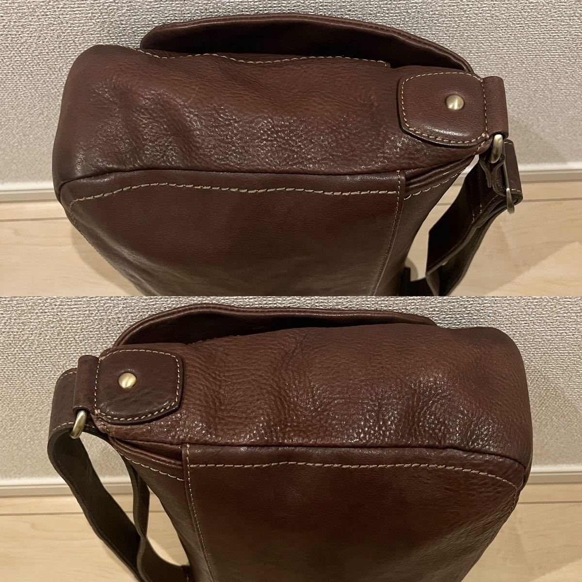 [ ultimate beautiful goods ] earth shop bag tsuchiya bag shoulder bag dark brown scorching tea A4 size storage possible tone oil nme shoulder man and woman use 