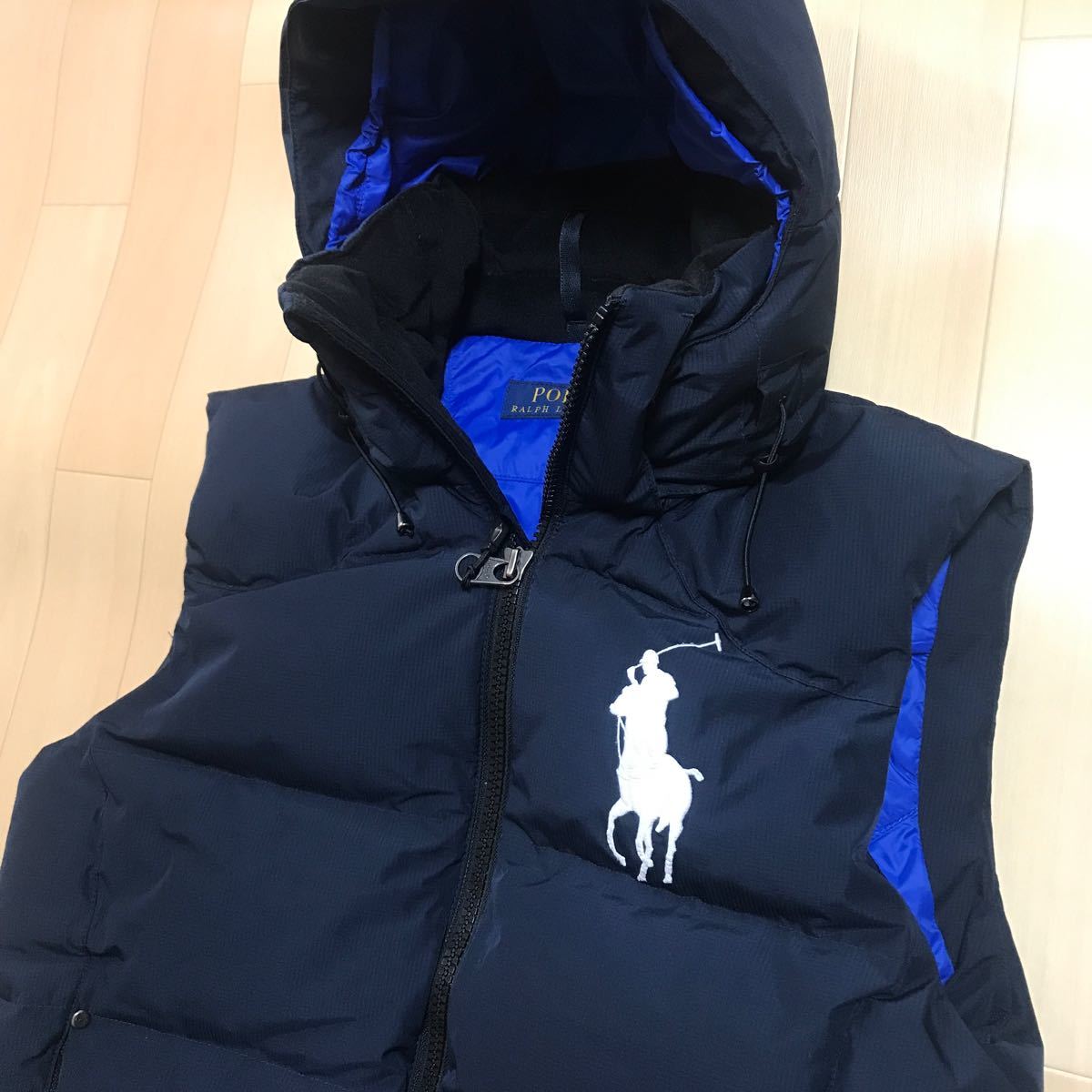 POLO RALPH LAUREN(ポロ ラルフ ローレン) ベスト　フード付き　紺色　ダウンベスト　ビッグポニー　SPサイズ メンズ　レディースに a23あ_画像10