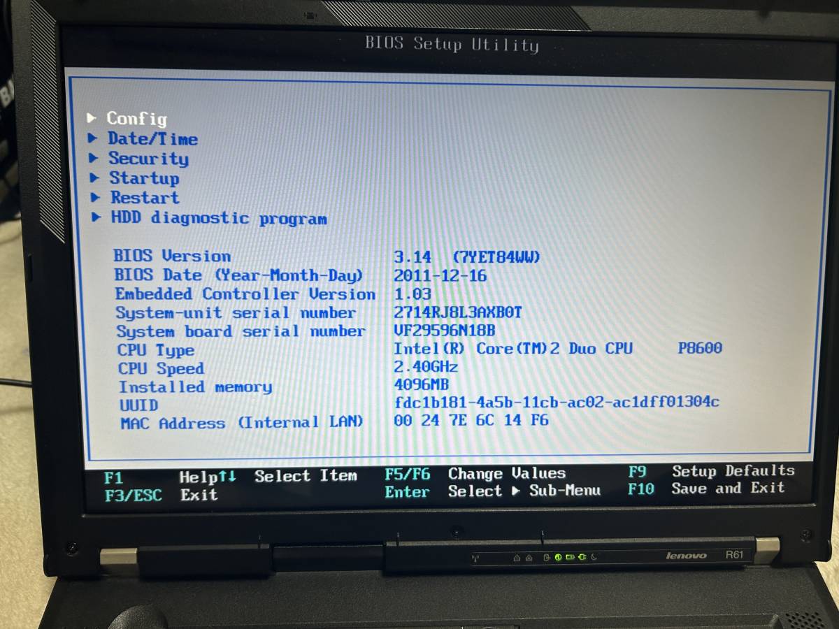 Lenovo ThinkPad R61 Core 2 Duo P8600 /4GB/14.1インチ/Wi-Fi/USB2.0/_画像2