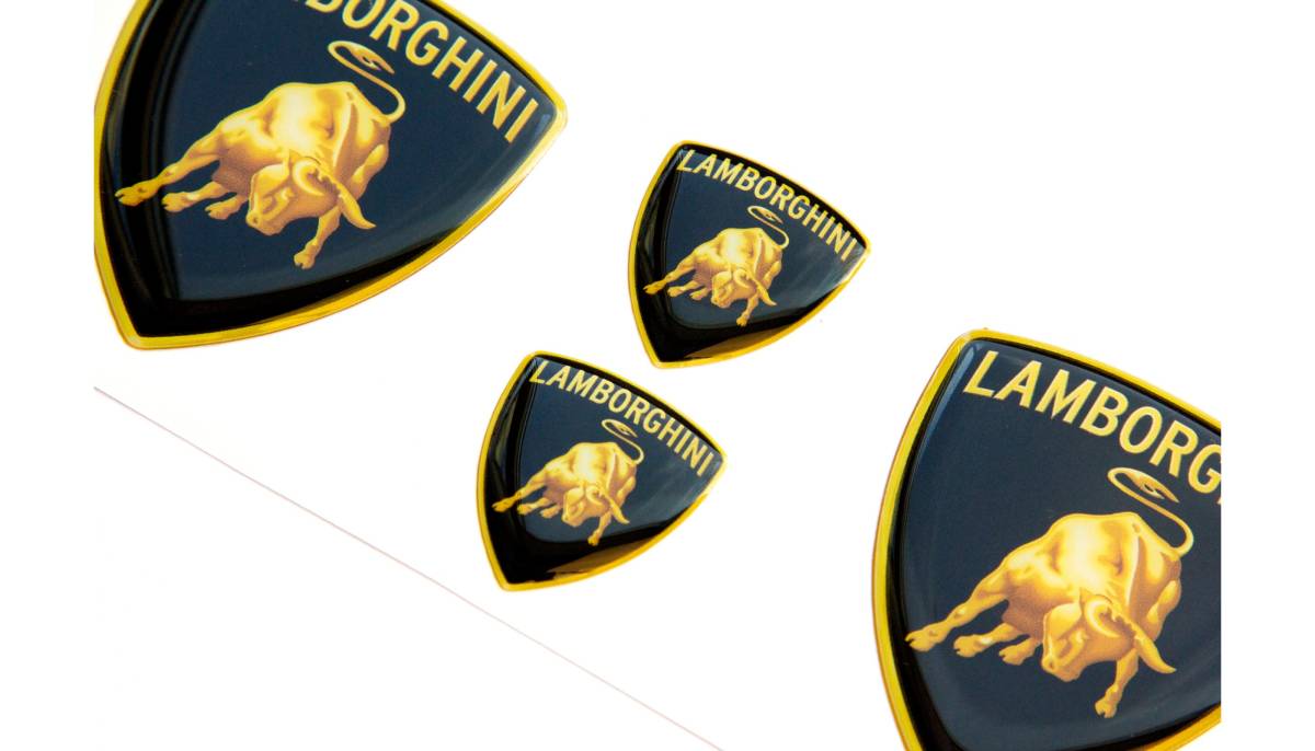 即納 ランボルギーニ Lamborghini ガヤルド シールド 3D ロゴ 4枚セット ステッカー《送料無料》_画像2