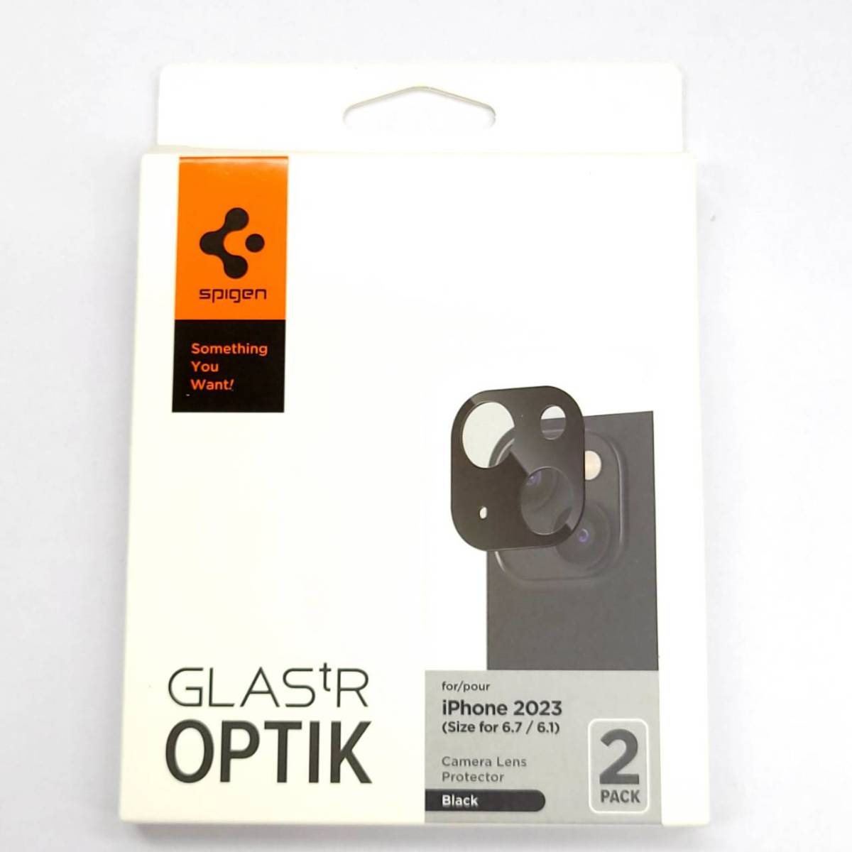 ★【在庫処分価格】Spigen Glas.tR Optik iPhone 15, 15 Plus,14, 14 Plus 用 カメラ レンズ ブラック 2枚入 AGL06917☆C01-268a_画像2