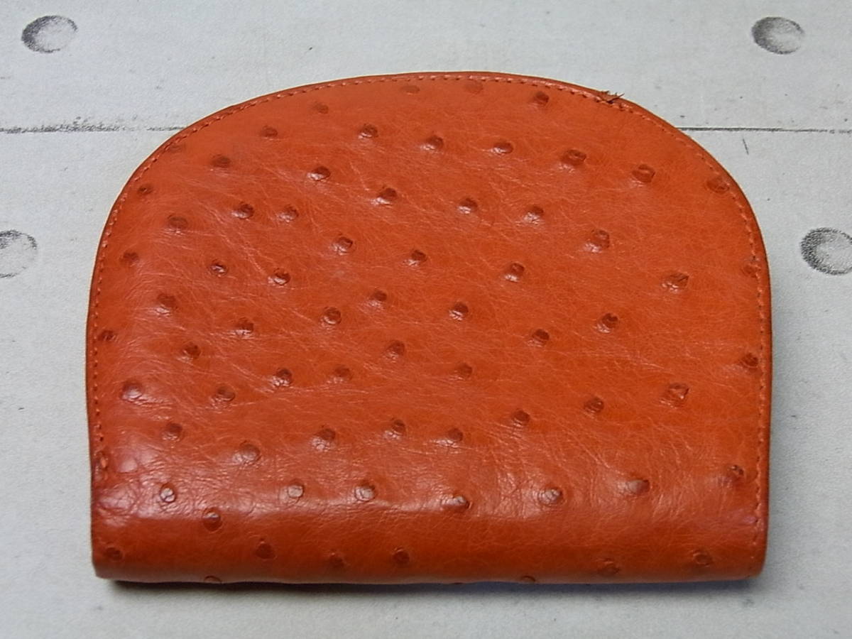 オーストリッチ 二つ折り財布 レッド/赤 USEDの画像2
