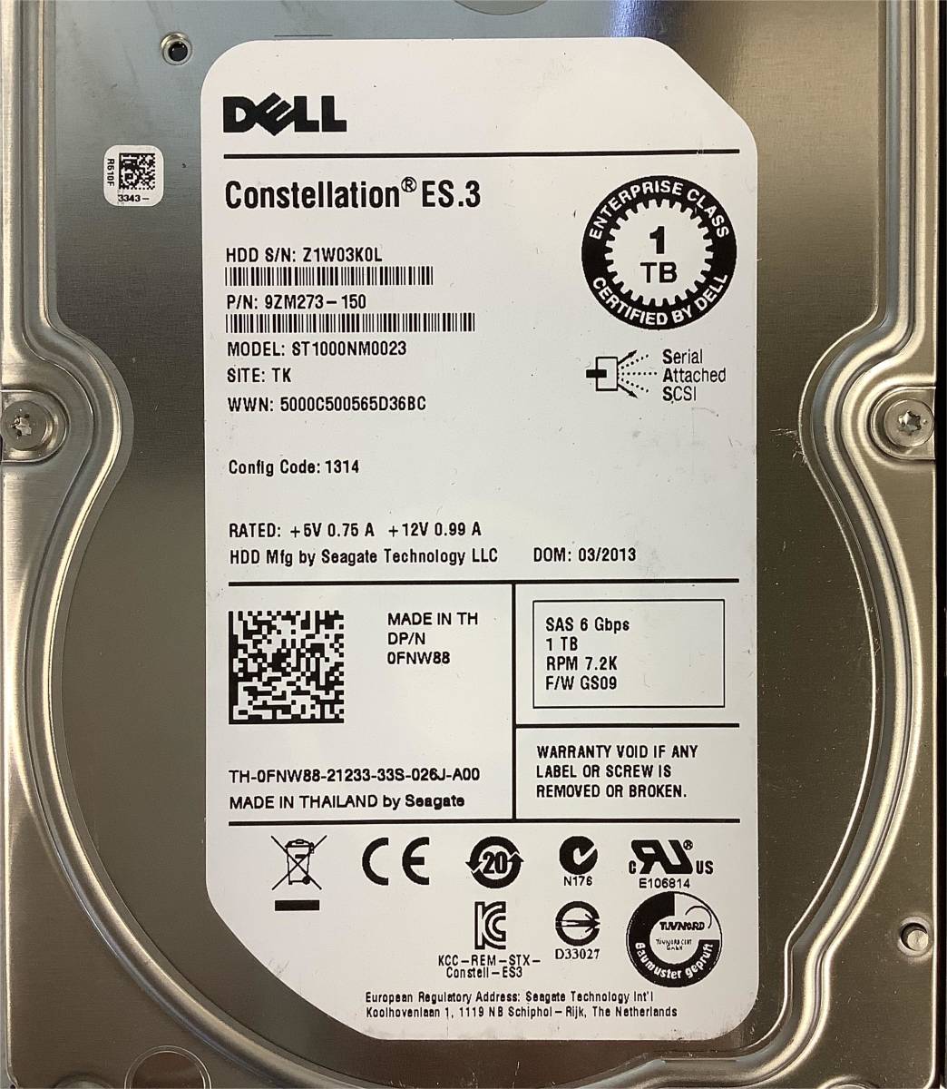 K6012673 DELL 1TB/300GB HP 450GB/146GB SAS 3.5インチ HDD 4点【中古動作品】_画像4