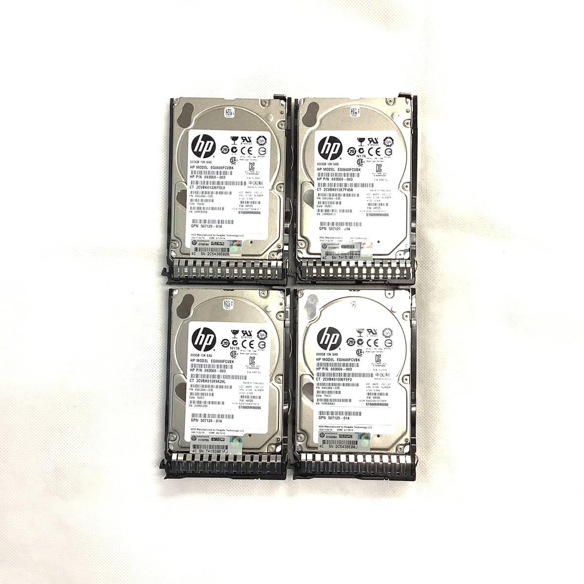 K6011062 HP 600GB SAS 10K 2.5インチ G8マウンタ HDD 4点【中古動作品】_画像1