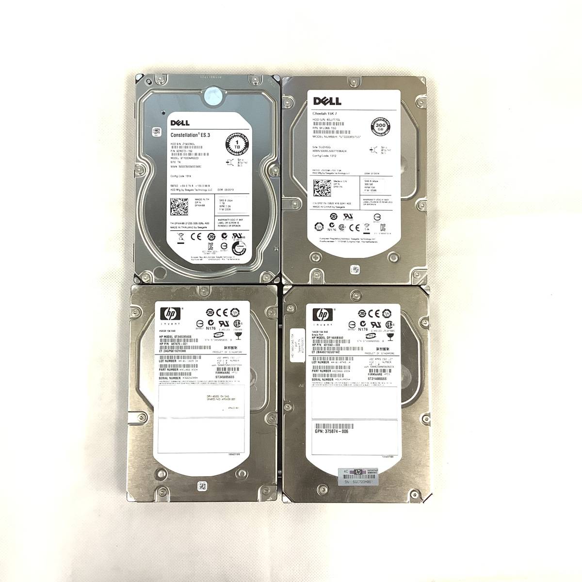 K6012673 DELL 1TB/300GB HP 450GB/146GB SAS 3.5インチ HDD 4点【中古動作品】_画像1