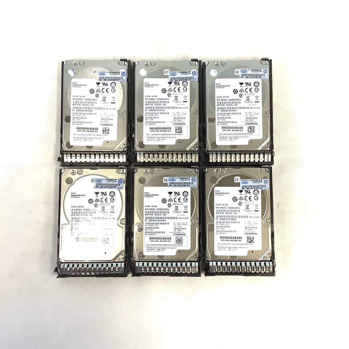 K6013064 HP 600GB SAS 10K 2.5インチ G8マウンタ HDD 6点【中古動作品】_画像1