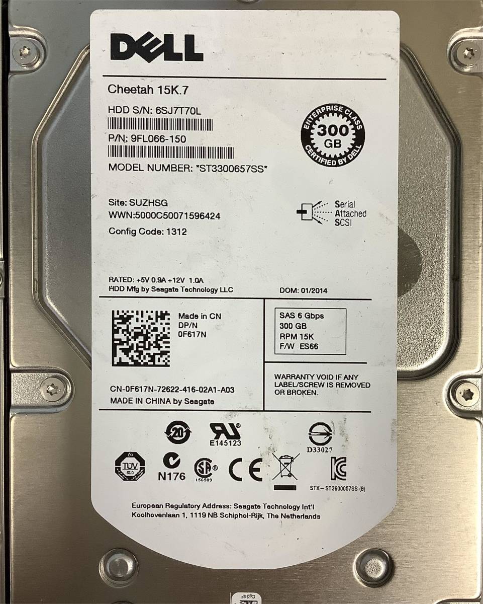 K6012673 DELL 1TB/300GB HP 450GB/146GB SAS 3.5インチ HDD 4点【中古動作品】_画像3