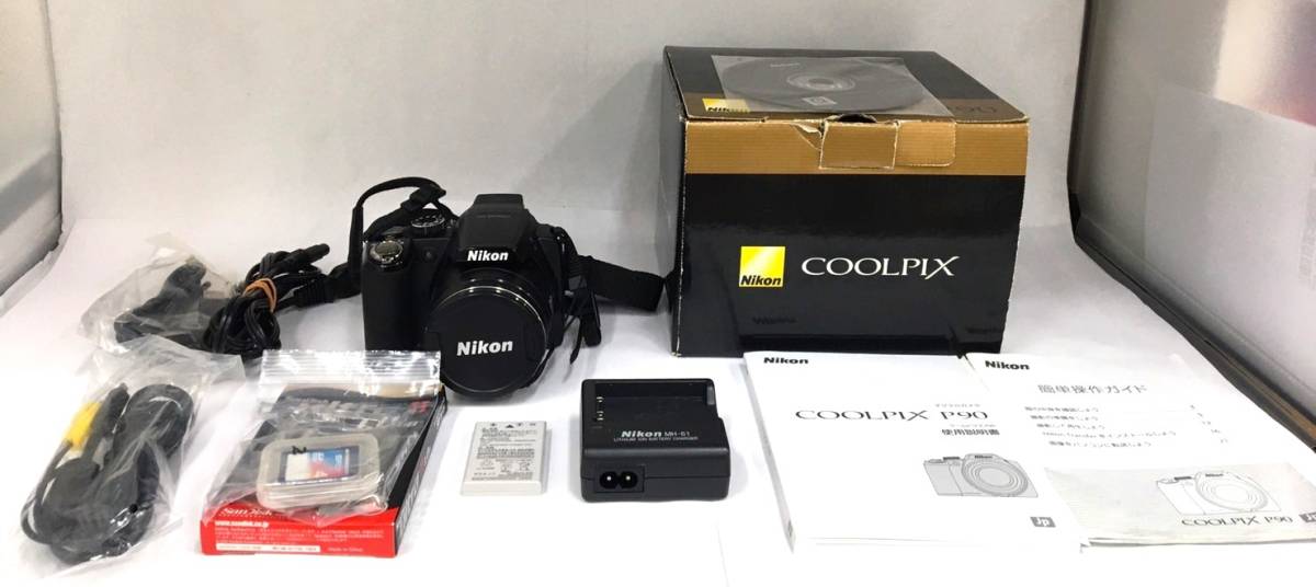 5515【中古品】Nikon COOLPIX P90 ニコン デジタルカメラ デジカメ デジタル一眼　付属品　箱付き　カメラ　コンパクト　ブラック_画像1