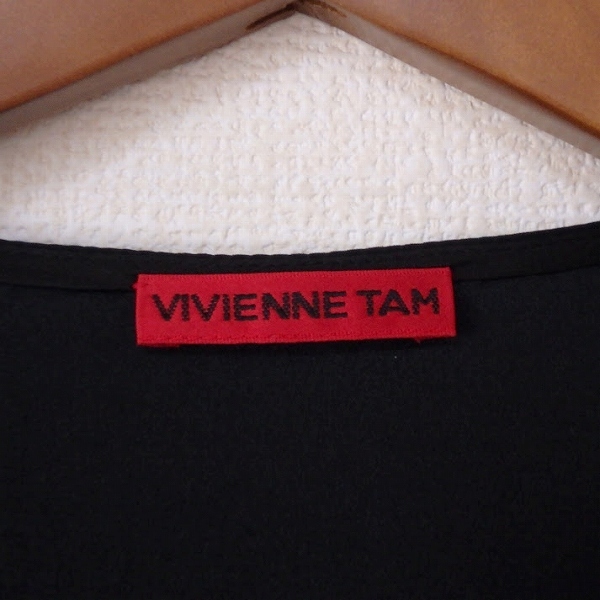 #snc ヴィヴィアンタム VIVIENNETAM カットソー 0 黒 白 シルク ノースリーブ 花モチーフ レディース [858308]_画像5