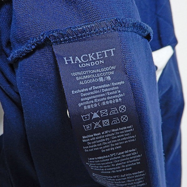 #anc ハケット ロンドン HACKETT LONDON ポロシャツ 長袖 ラガーシャツ L 紺 白 赤 メンズ [830900]_画像4