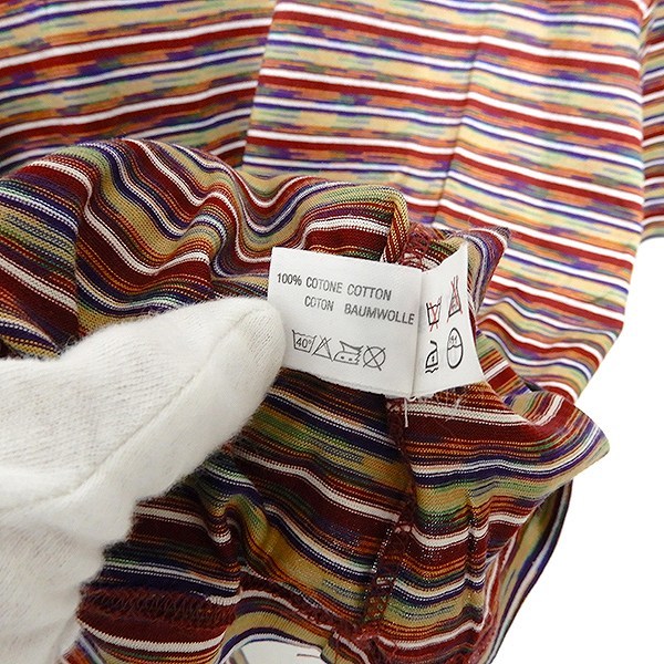 #snc Missoni sport MISSONI SPORTS cut and sewn short sleeves border Italy made XL red series beige multi men's [851231]