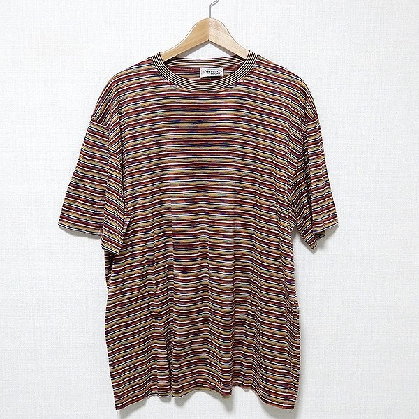 #snc Missoni sport MISSONI SPORTS cut and sewn short sleeves border Italy made XL red series beige multi men's [851231]