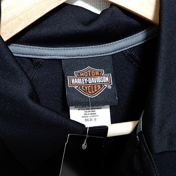 #snc ハーレーダビッドソン HARLEYDAVIDSON ポロシャツ 半袖 ロゴ タグ付き 新品同様 S 黒系 メンズ [848099]_画像5