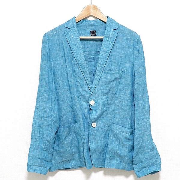 #snc トネッロ ティージャケット TONELLO T-Jacket ジャケット 薄手 麻 イタリア製 M 青緑系 メンズ [860491]