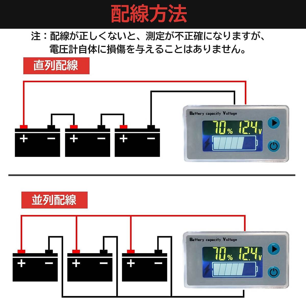 3 バッテリー電圧計・残量計 バッテリー残量（％） 電圧（Ｖ） 温度（℃）表示可能 鉛電池 リチウム電池 サブバッテリー デジタル_画像4