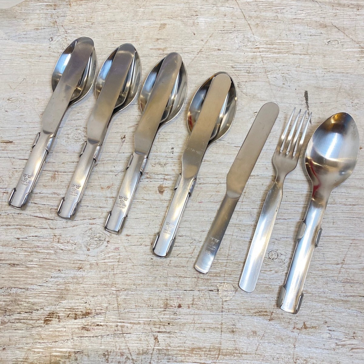 [ rare ]NORWAY NORSTAAL Sweden army discharge cutlery Sleek laun Vintage camp tableware 