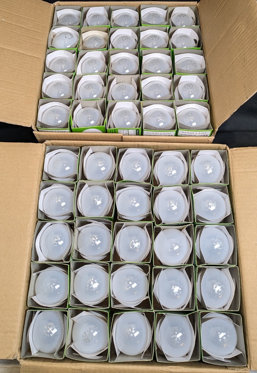 【164個】まとめ 新品 ホワイトシリカ 白熱電球 ASAHI LAMP アサヒ 40w形 100v 約7箱セット 100個以上 シリカ電球 シリカ まとめて 大量_画像3