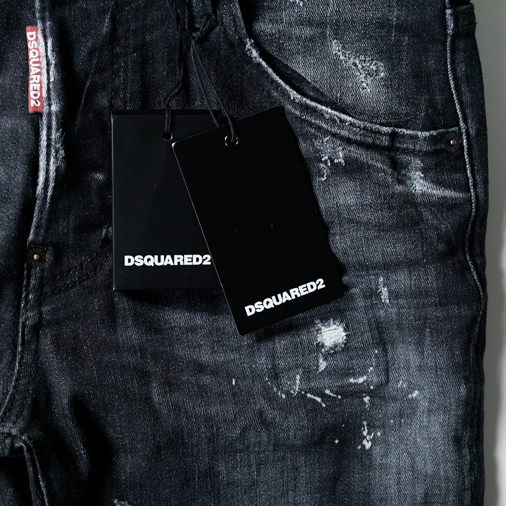 ストレッチ多めで履きやすい!SKATER■新品8.3万【DSQUARED2】ディースクエアードブラックリペア加工スケーターデニム44/W80cm/S74LB0999_画像9