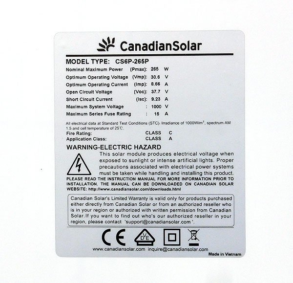 * present condition goods!! CanadianSolar/ Canadian solar solar battery module CS6P-265P 265W sun light panel / solar panel several stock goods district shipping possible 