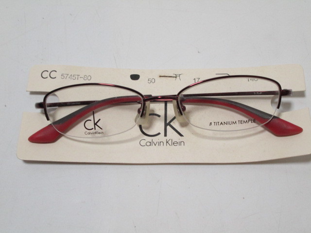 [jan1 BY6960] Calvin Klein カルバンクライン 眼鏡 メガネフレーム 50□17-140 / 5745T 赤 レッド 度無し_画像1