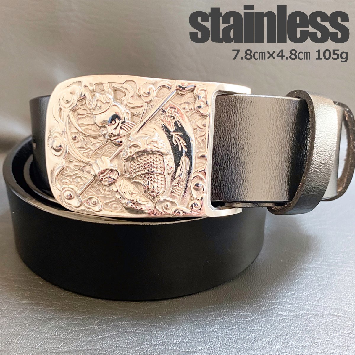  stainless steel samurai square belt buckle only men's lady's kau Boy business casual silver silver 