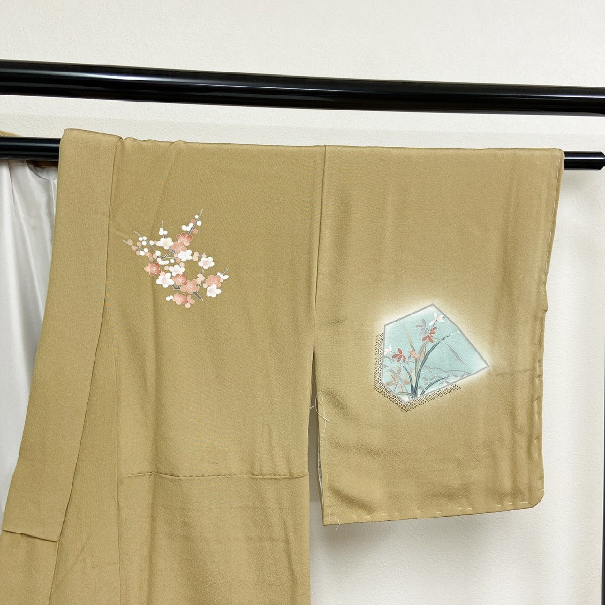 着物月花　品のある花　訪問着　未使用品　正絹　共八掛　バチ衿　ki537_画像6