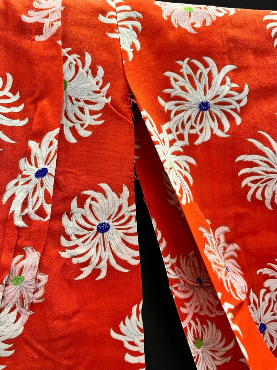 [JX48] детский кимоно перо тканый комплект одиночный . хлопок кимоно красный цвет цветочный принт японский костюм японская одежда костюм пьеса газонная трава . большой . пьеса 