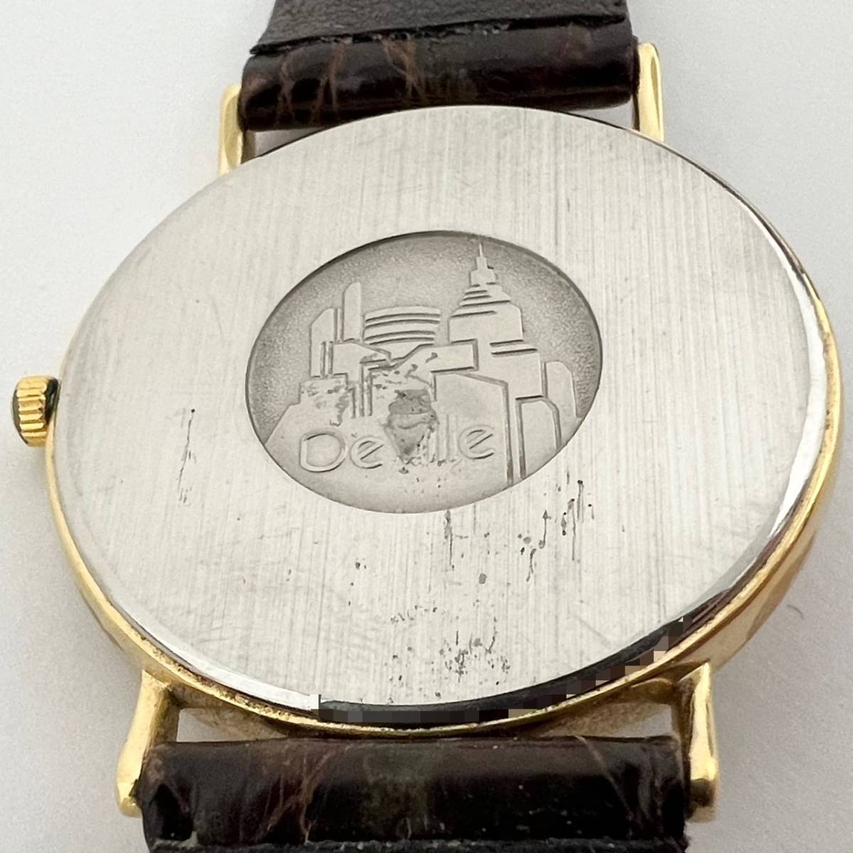 14559/ OMEGA DE VILLE オメガ デビル ゴールド文字盤 茶革ベルト 腕時計_画像4